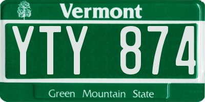 VT license plate YTY874