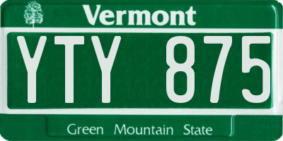 VT license plate YTY875
