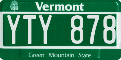 VT license plate YTY878