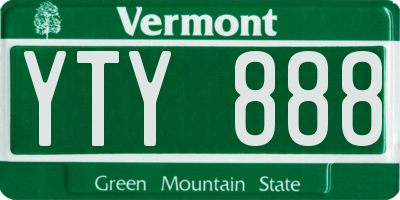 VT license plate YTY888