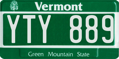 VT license plate YTY889