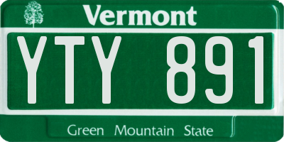 VT license plate YTY891