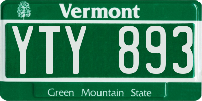 VT license plate YTY893