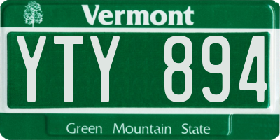 VT license plate YTY894