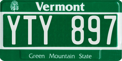 VT license plate YTY897