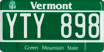 VT license plate YTY898
