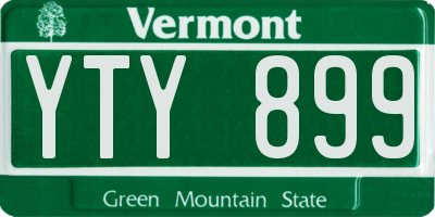 VT license plate YTY899