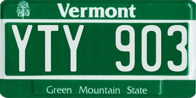 VT license plate YTY903