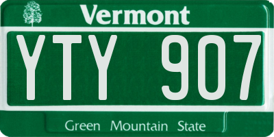 VT license plate YTY907