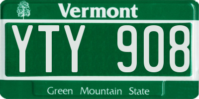 VT license plate YTY908