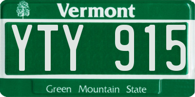 VT license plate YTY915