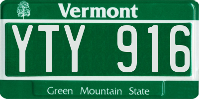 VT license plate YTY916