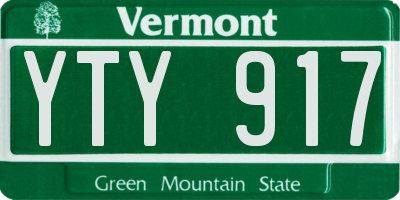 VT license plate YTY917