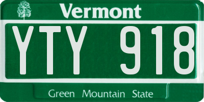 VT license plate YTY918