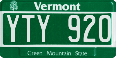 VT license plate YTY920