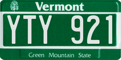 VT license plate YTY921
