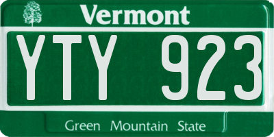 VT license plate YTY923