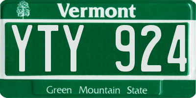 VT license plate YTY924