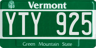 VT license plate YTY925