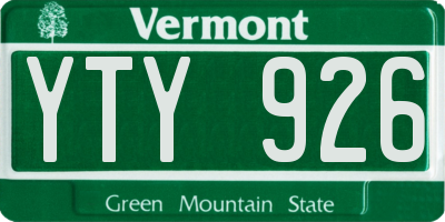 VT license plate YTY926