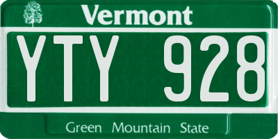 VT license plate YTY928