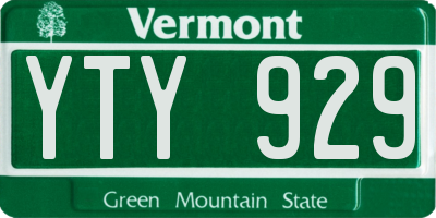 VT license plate YTY929