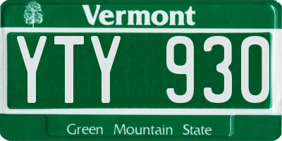VT license plate YTY930