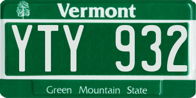VT license plate YTY932