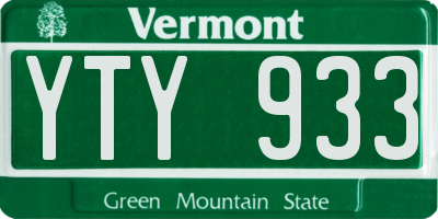 VT license plate YTY933