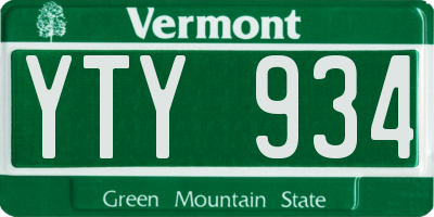 VT license plate YTY934