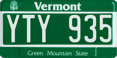 VT license plate YTY935