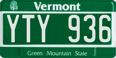 VT license plate YTY936