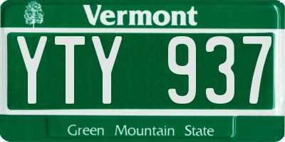 VT license plate YTY937