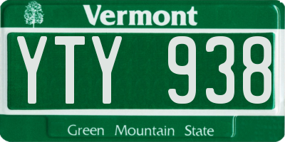 VT license plate YTY938