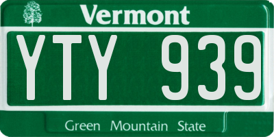 VT license plate YTY939