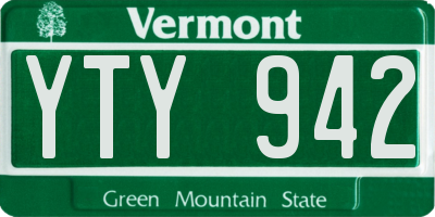 VT license plate YTY942