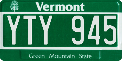 VT license plate YTY945