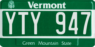 VT license plate YTY947