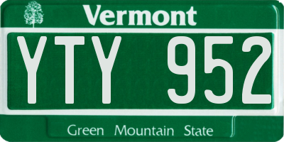 VT license plate YTY952
