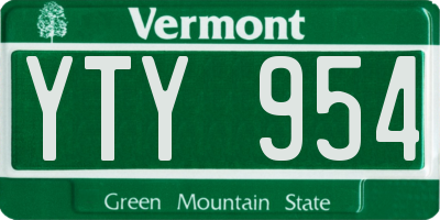 VT license plate YTY954