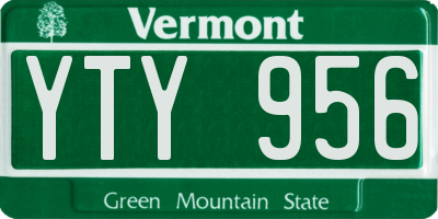 VT license plate YTY956