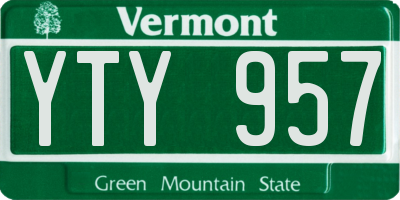 VT license plate YTY957
