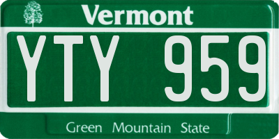 VT license plate YTY959