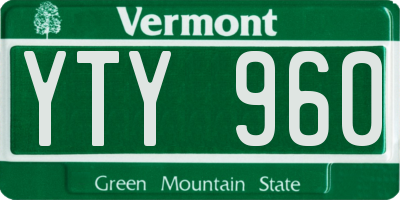 VT license plate YTY960