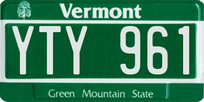 VT license plate YTY961