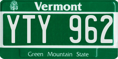 VT license plate YTY962