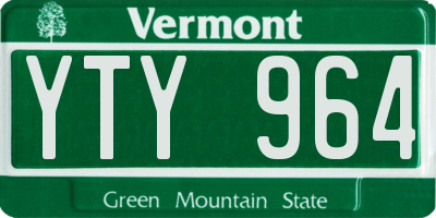 VT license plate YTY964