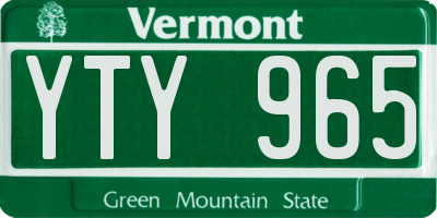 VT license plate YTY965