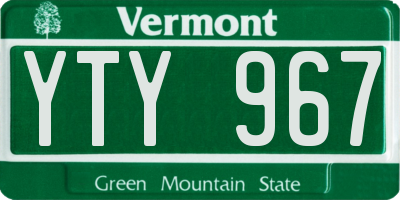 VT license plate YTY967