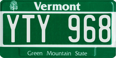 VT license plate YTY968
